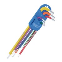 Draper Expert Metric Extra-Long Arm Hex Key Set, Colour Coded (9 Piece) - 04911