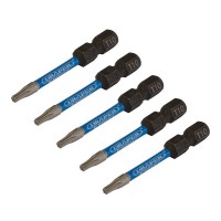 Draper Expert TX-STAR Torx Impact Screwdriver Bits, T10 x 50mm, 1/4\" Hex (Pack of 5) - 05649