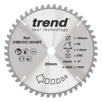 Trend Wood Cordless Mitre Saw Blade - 185mm dia x 1.6 kerf x 20 bore 48T