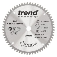 Trend Wood Cordless Mitre Saw Blade - 185mm dia x 1.6 kerf x 20 bore 60T