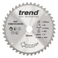 Trend Wood Mitre Saw Blade - 255mm dia x 2.4 kerf x 30 bore 48T
