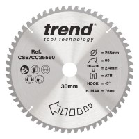 Trend Wood Mitre Saw Blade - 255mm dia x 2.4 kerf x 30 bore 48T